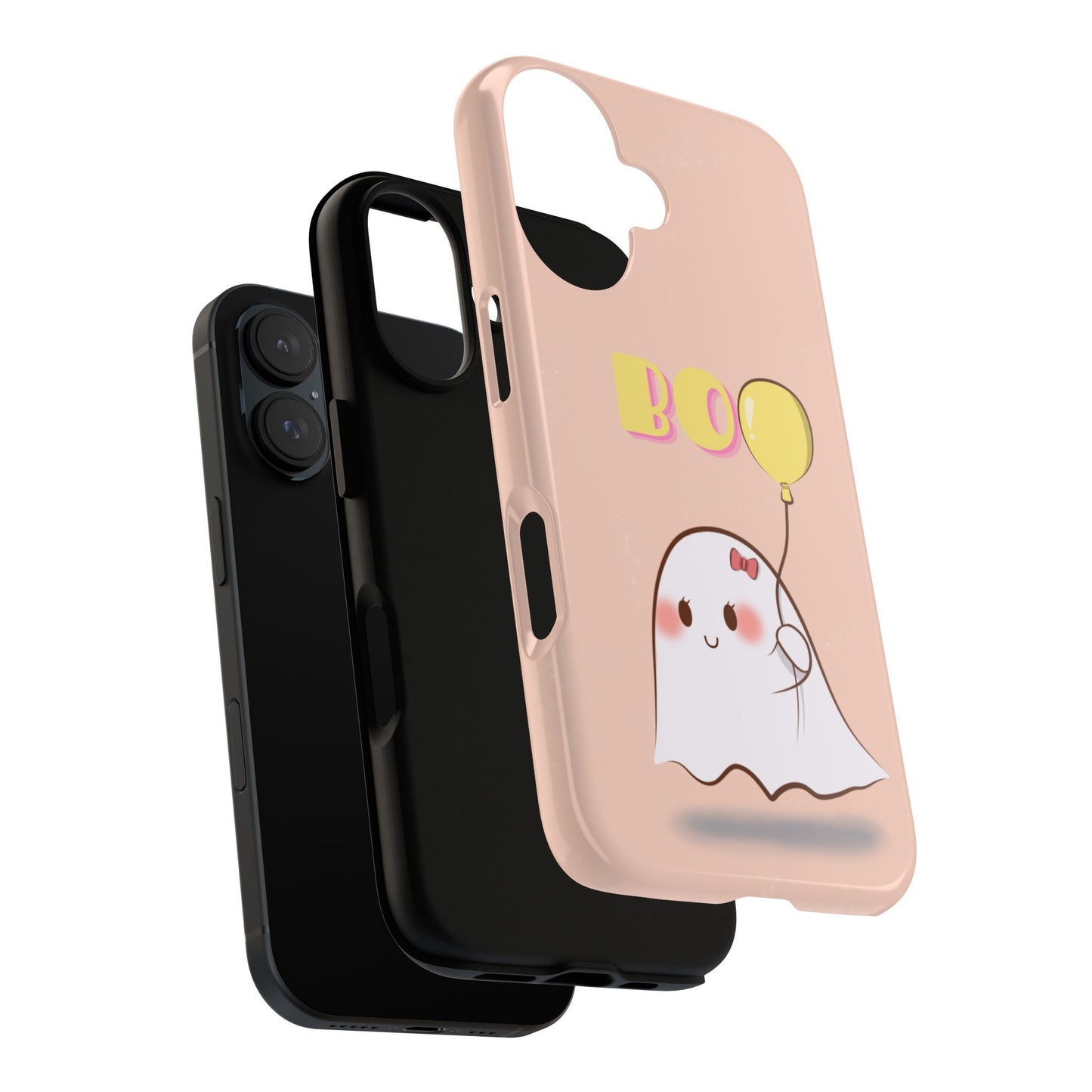 Cute Ghost 'Boo' Phone Case – Pink Balloon Protective Case