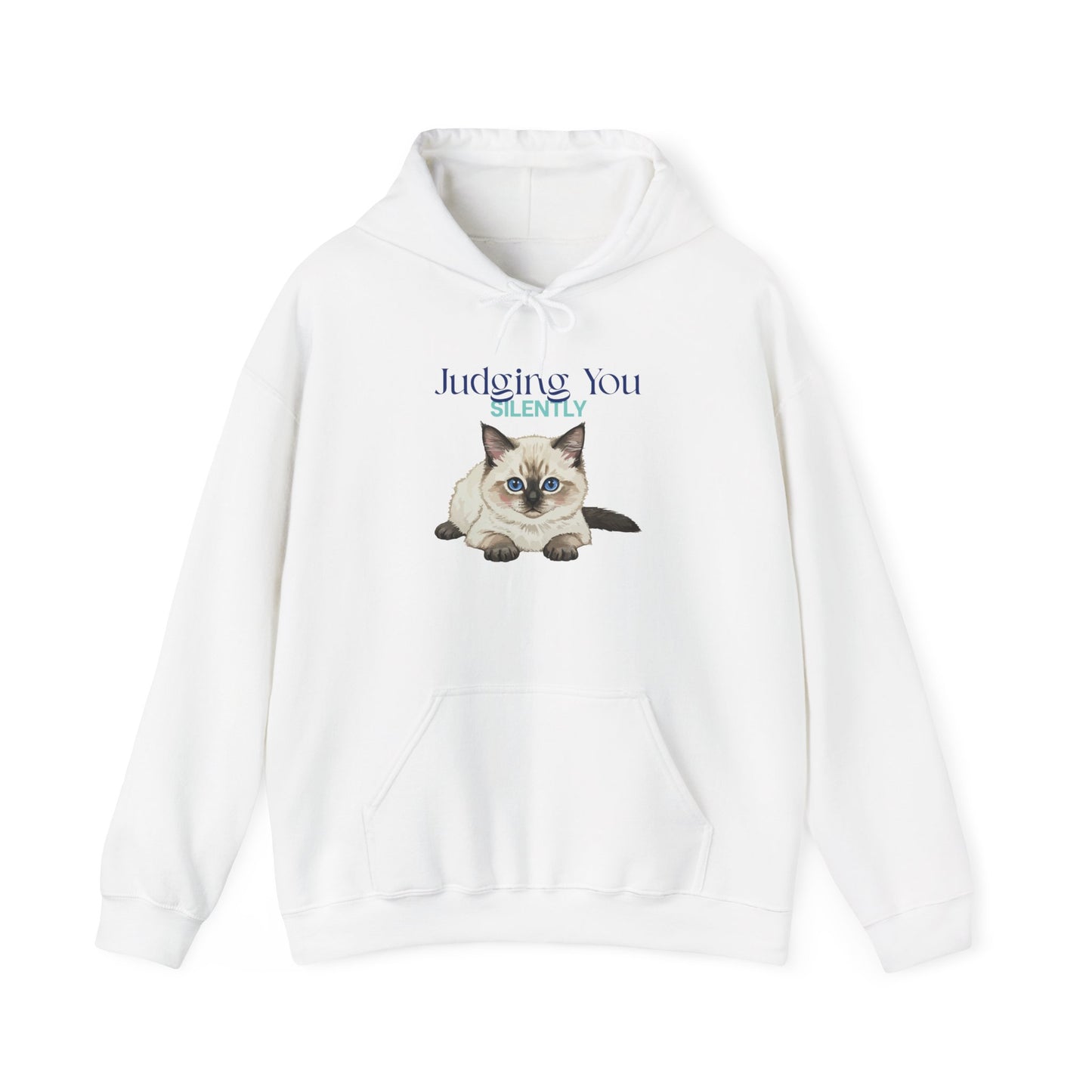 Cat Hoodie – "Judging You Silently" Cute Grumpy Kitten Graphic Hoodie
