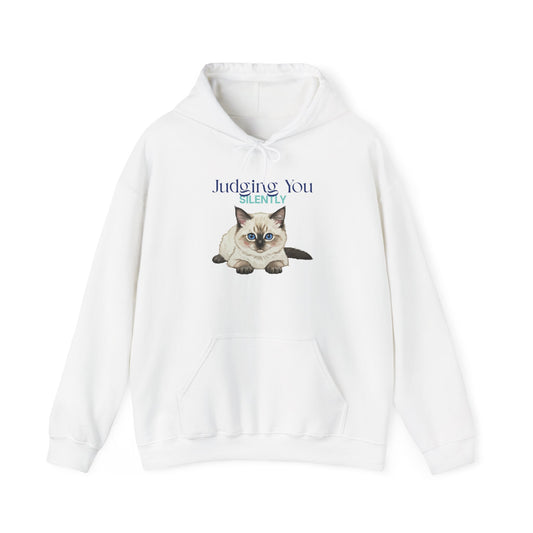 Cat Hoodie – "Judging You Silently" Cute Grumpy Kitten Graphic Hoodie