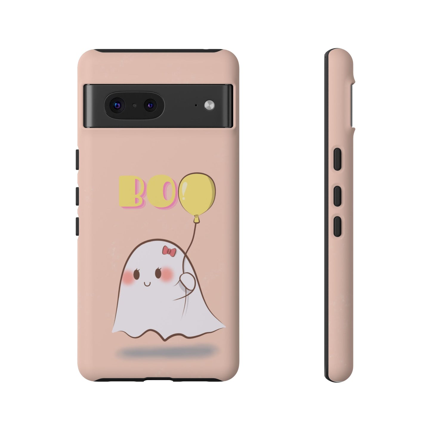 Cute Ghost 'Boo' Phone Case – Pink Balloon Protective Case