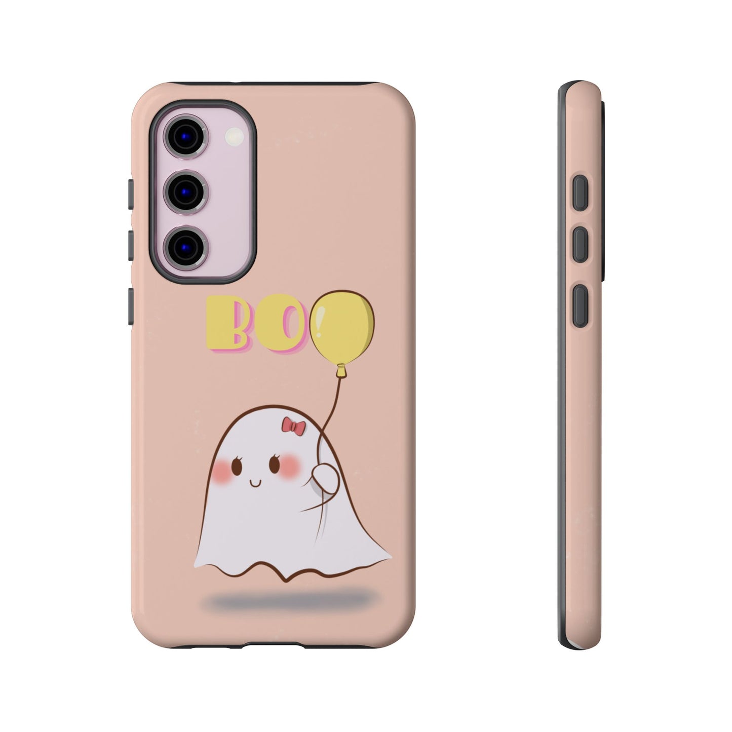 Cute Ghost 'Boo' Phone Case – Pink Balloon Protective Case