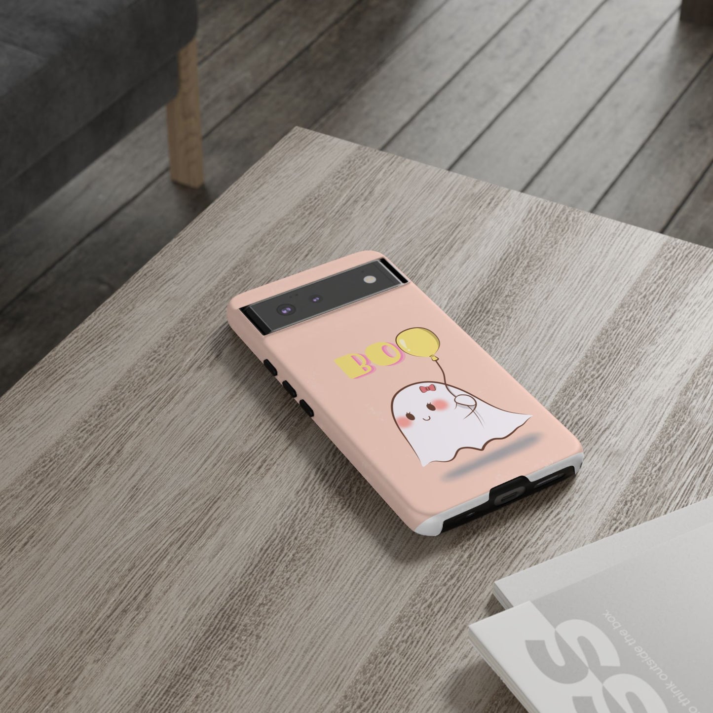 Cute Ghost 'Boo' Phone Case – Pink Balloon Protective Case