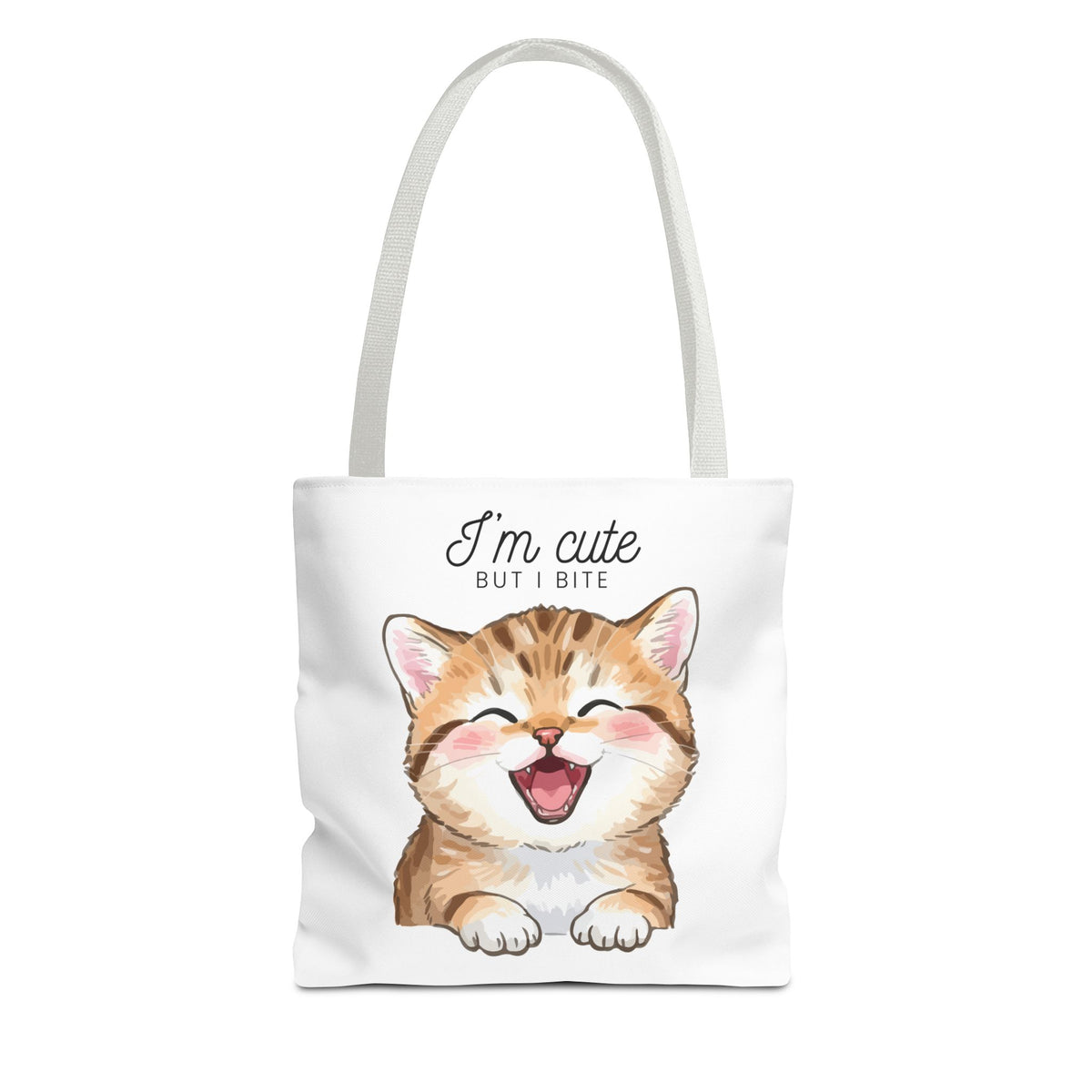 "I'm Cute But I Bite" kitty tote bag