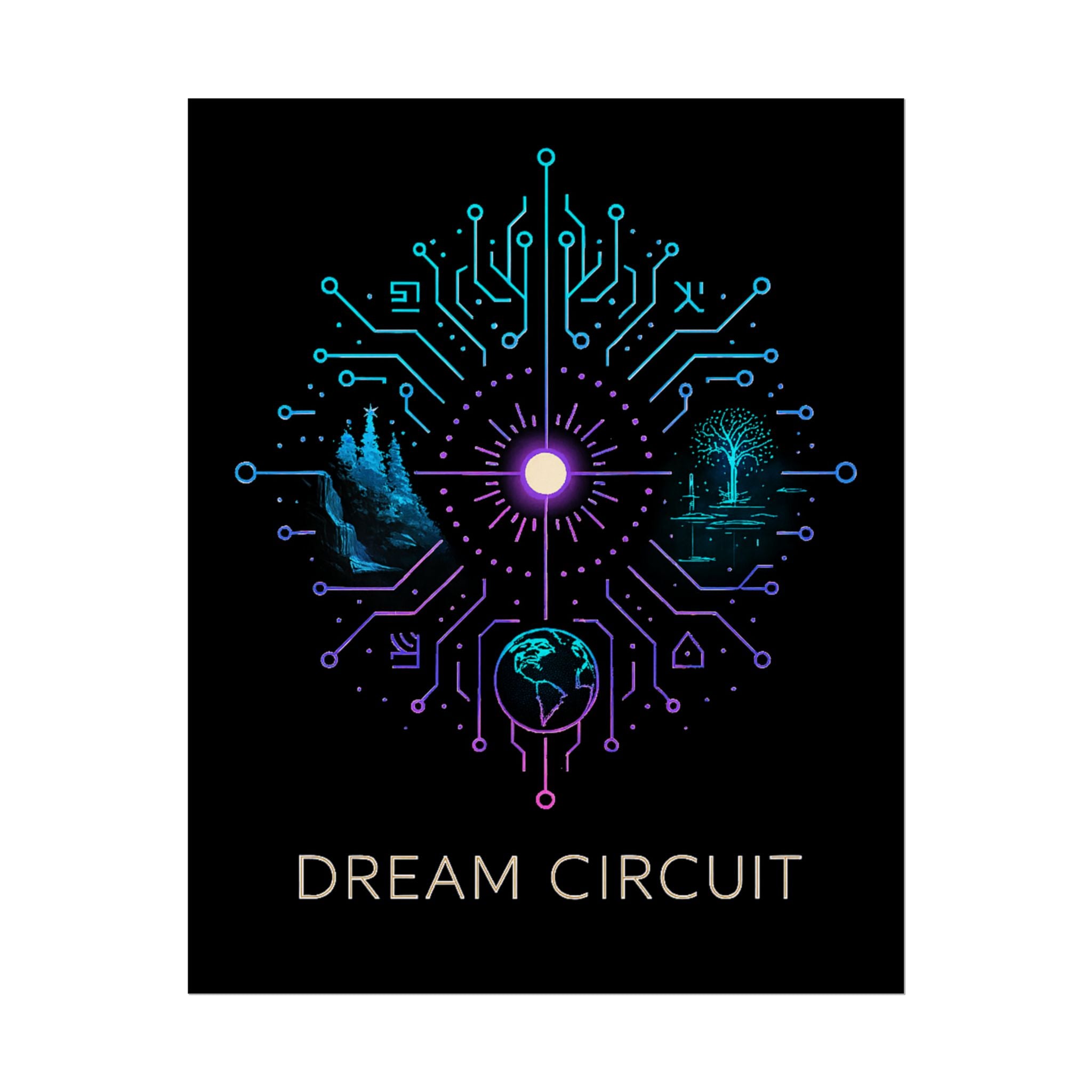 Cyberpunk Art Print, Dream Circuit Poster, Tech Aesthetic Wall Decor, Unique Gift for Tech Lovers, Modern Home Art