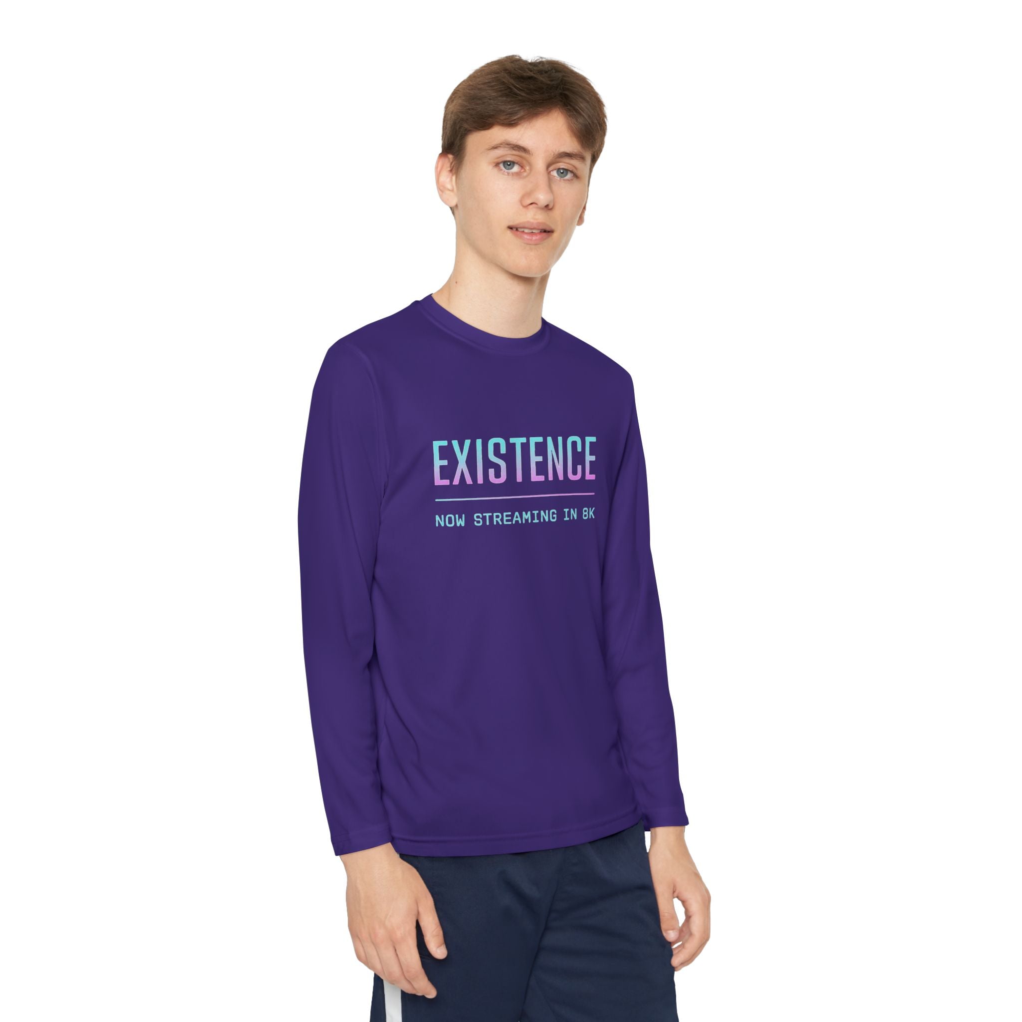 Youth Motivational Long Sleeve Tee - Vibrant Orange "Existence, How Striving Defines Me", Gift for Kids, Sportswear, Everyday Wear, [...]