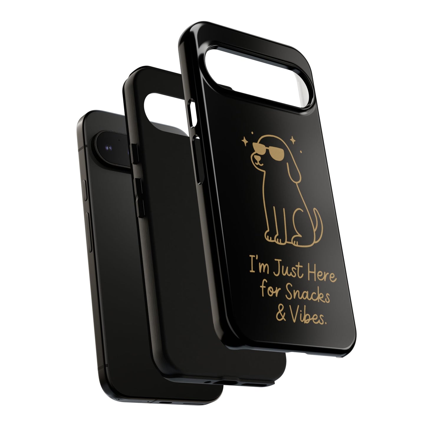 Phone Case — "I’m Just Here for Snacks & Vibes" Cute Dog Design