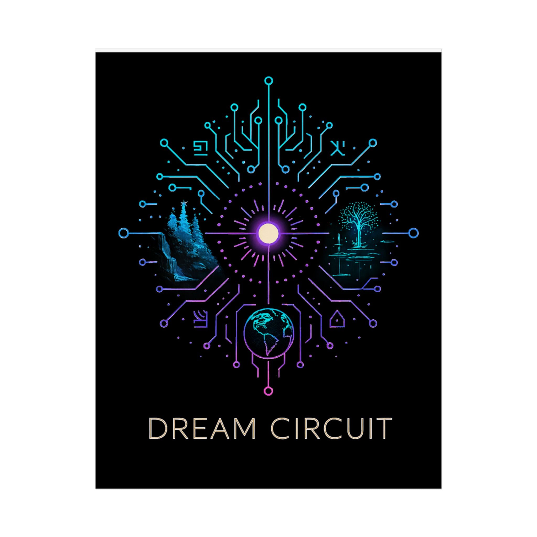 Cyberpunk Art Print, Dream Circuit Poster, Tech Aesthetic Wall Decor, Unique Gift for Tech Lovers, Modern Home Art