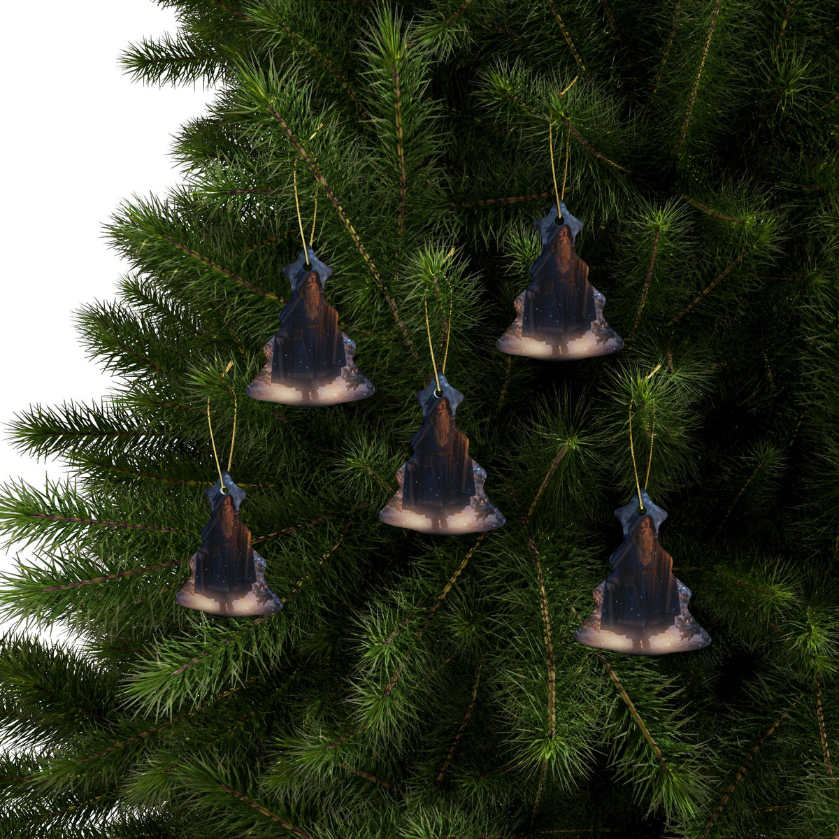 Wizard in Snowy Forest Fantasy Christmas Decor