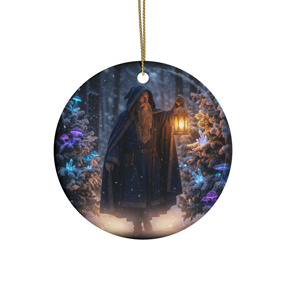 Wizard in Snowy Forest Fantasy Christmas Decor