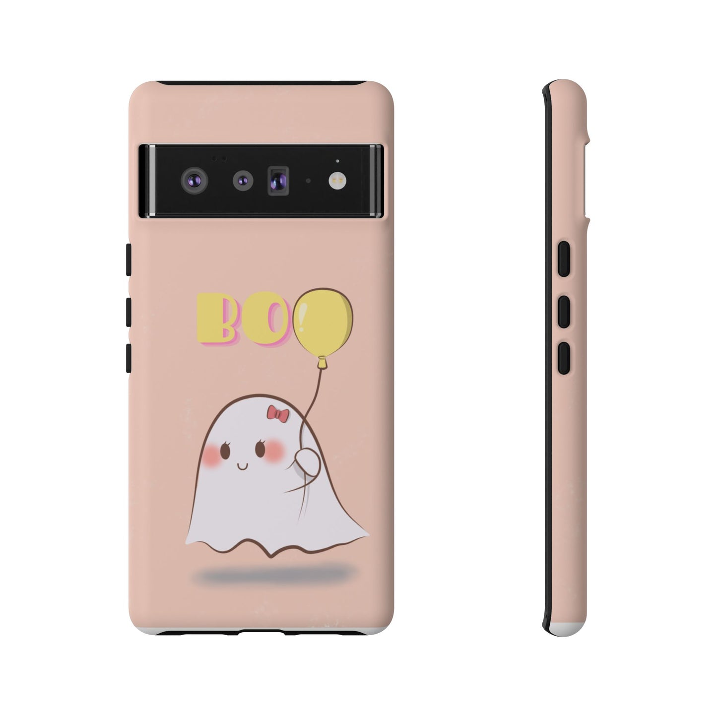 Cute Ghost 'Boo' Phone Case – Pink Balloon Protective Case