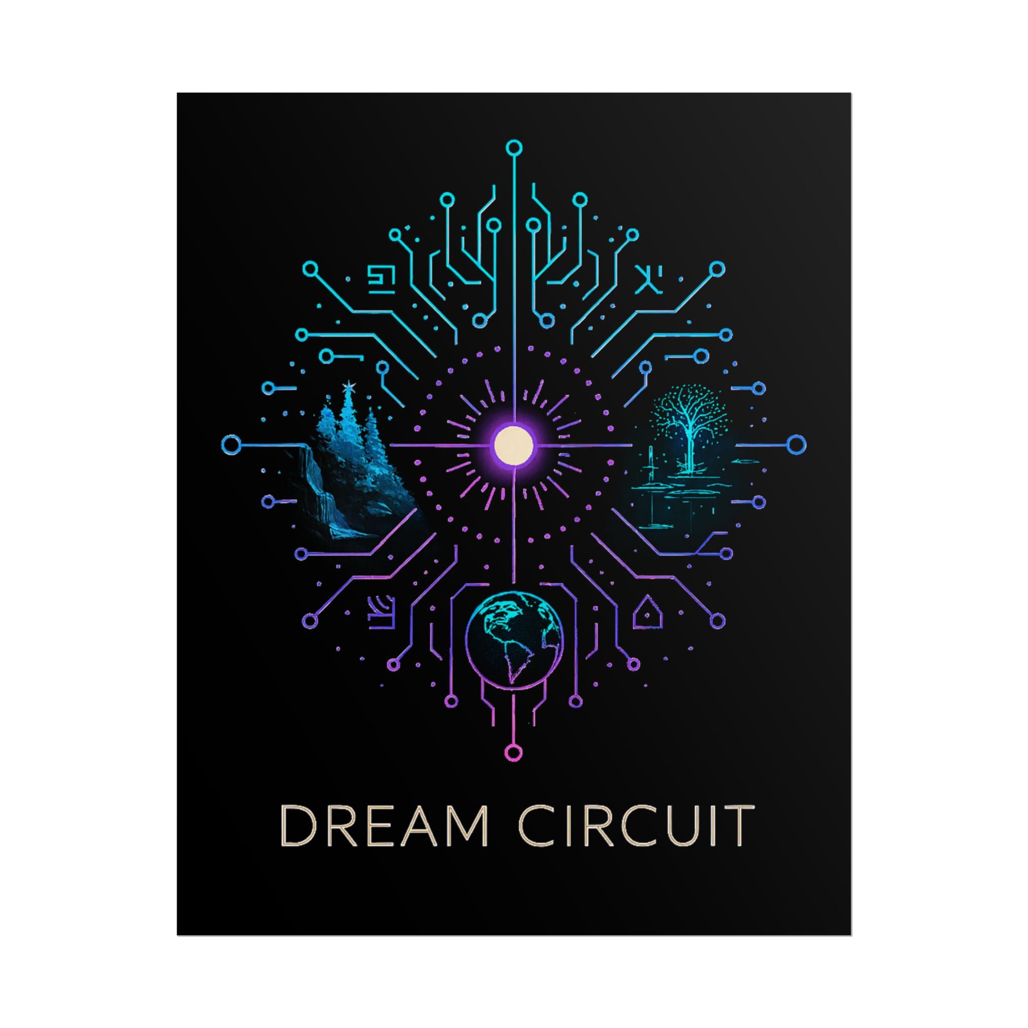 Cyberpunk Art Print, Dream Circuit Poster, Tech Aesthetic Wall Decor, Unique Gift for Tech Lovers, Modern Home Art