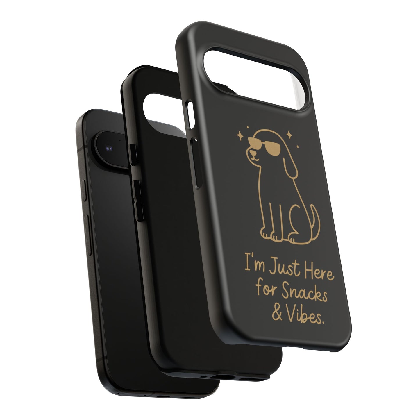 Phone Case — "I’m Just Here for Snacks & Vibes" Cute Dog Design