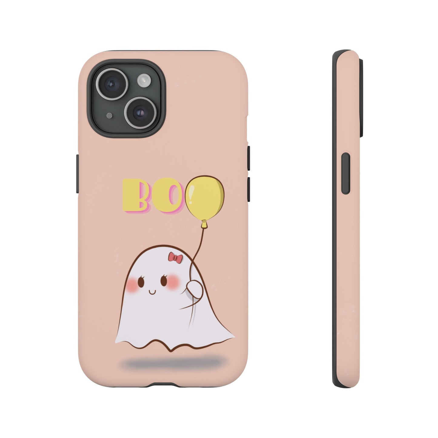 Cute Ghost 'Boo' Phone Case – Pink Balloon Protective Case
