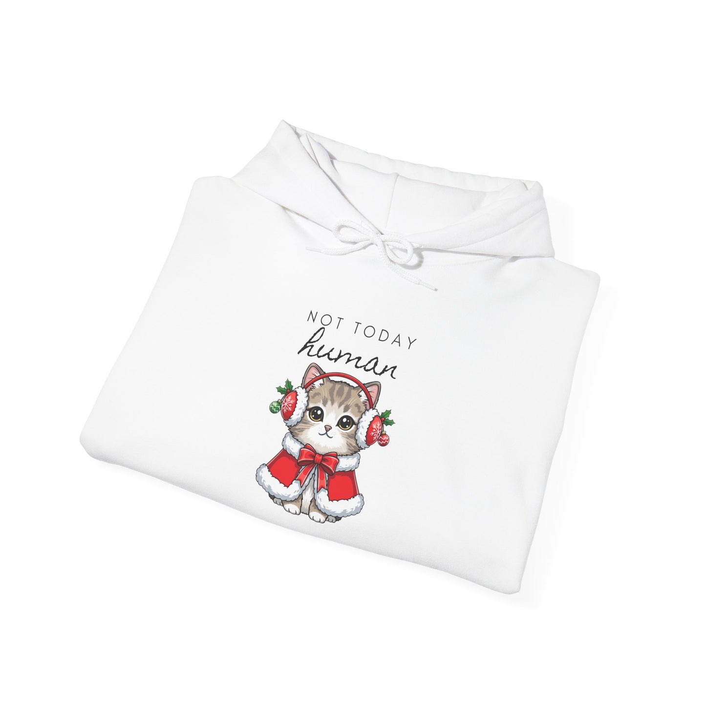 Cute Kitten in Santa Outfit Hoodie - "Tis the Season to Be Kawaii" Christmas Sweatshirt