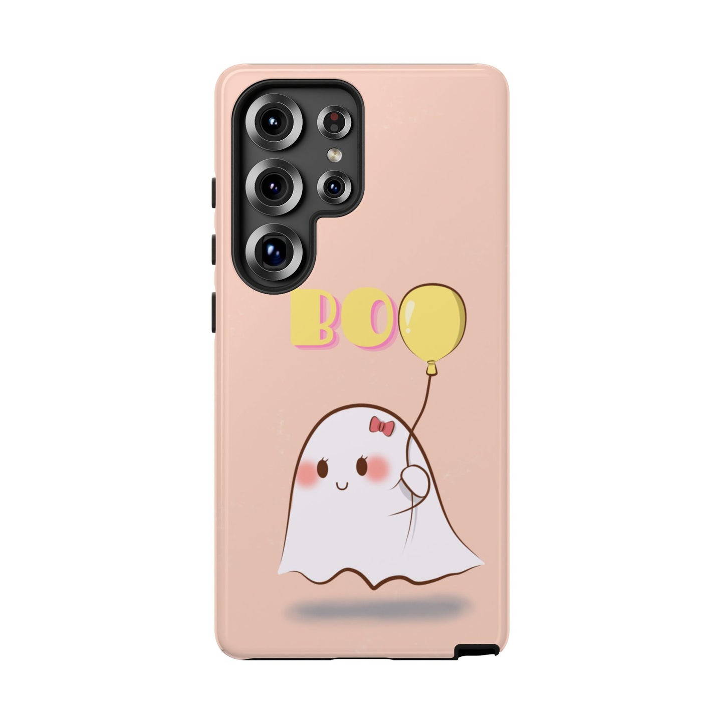 Cute Ghost 'Boo' Phone Case – Pink Balloon Protective Case