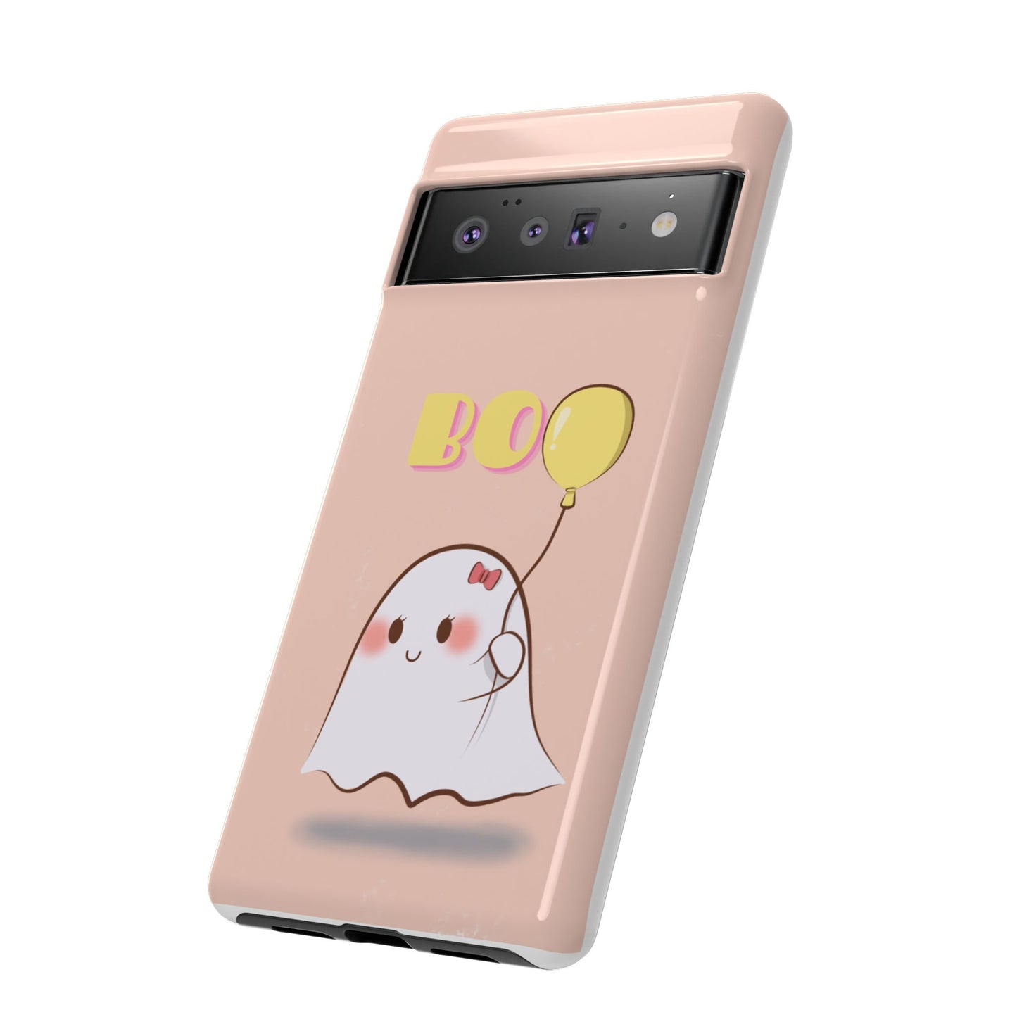 Cute Ghost 'Boo' Phone Case – Pink Balloon Protective Case
