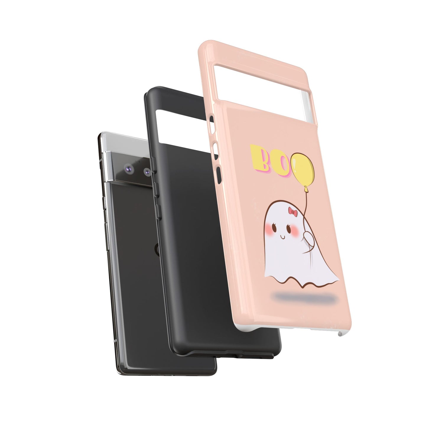 Cute Ghost 'Boo' Phone Case – Pink Balloon Protective Case