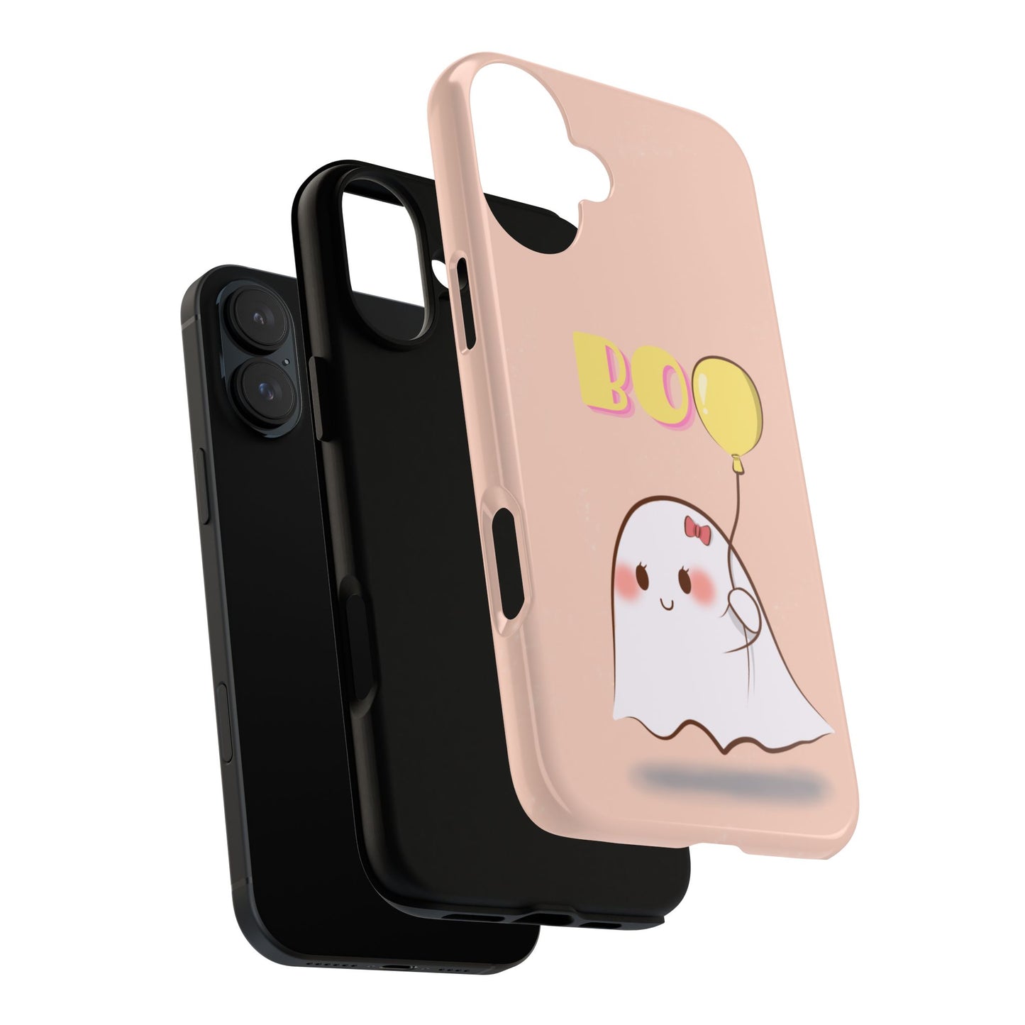Cute Ghost 'Boo' Phone Case – Pink Balloon Protective Case